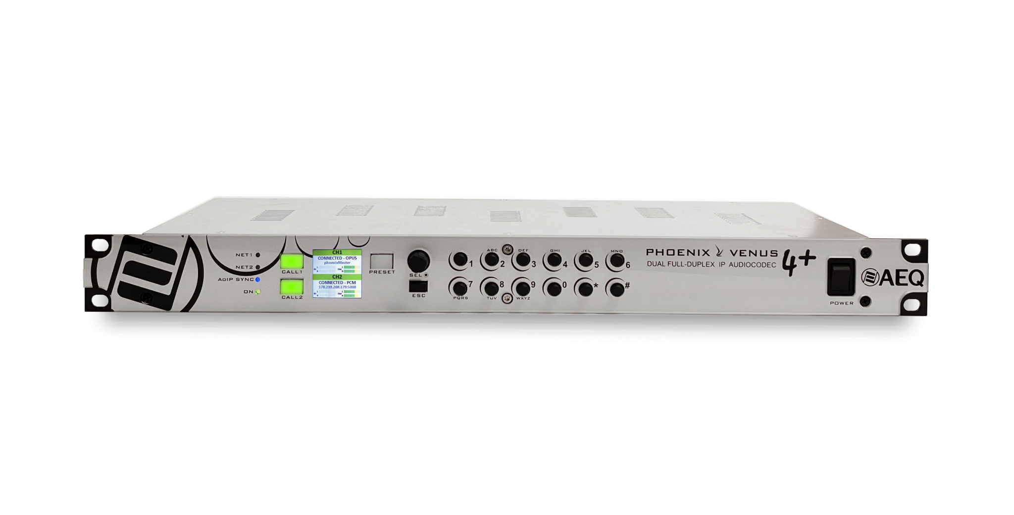 AEQ VENUS 4+ Dual channel, full duplex, IP audiocodec with front