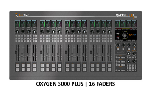 Axel Oxygen 3000 Plus 16 Fader 1 Audio I/O Board Dante 32, 5 mic