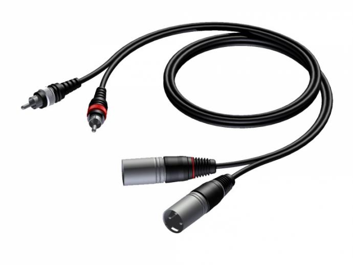 ProCab signalkabel 2 x XLR male>2 x RCA male 1,5 m Cable/Connector