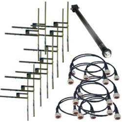 EuroCaster DM10S10 FM antenna system, 12 dB gain, 10 kW, Steel, 10 x dipoles AKG/1M, cables+splitter