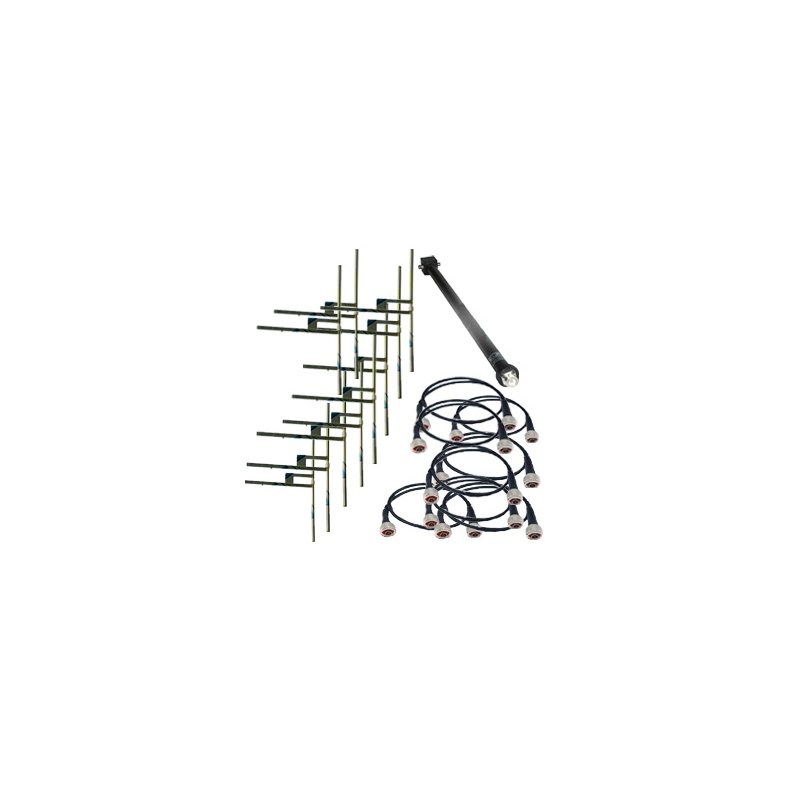 EuroCaster DM10S10 FM antenna system, 12 dB gain, 10 kW, Steel, 10 x dipoles AKG/1M, cables+splitter