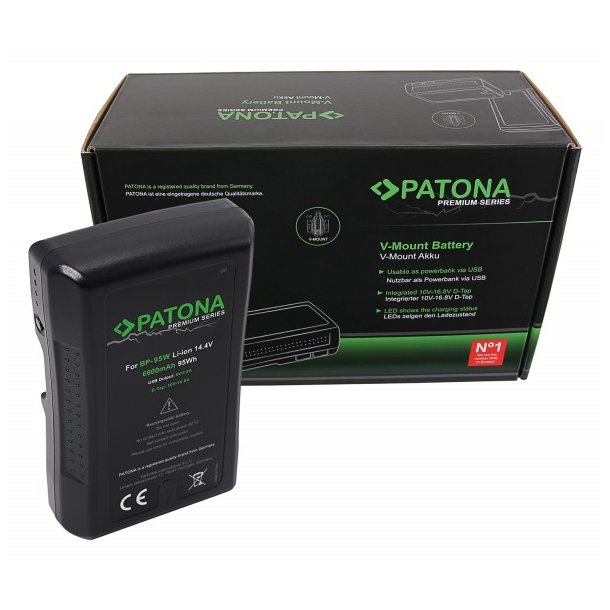 PATONA Premium Battery V-Mount 95Wh f. Sony BP95WS DSR 250P 600P 650P 652P-6600mAh / 14,4V / 95Wh