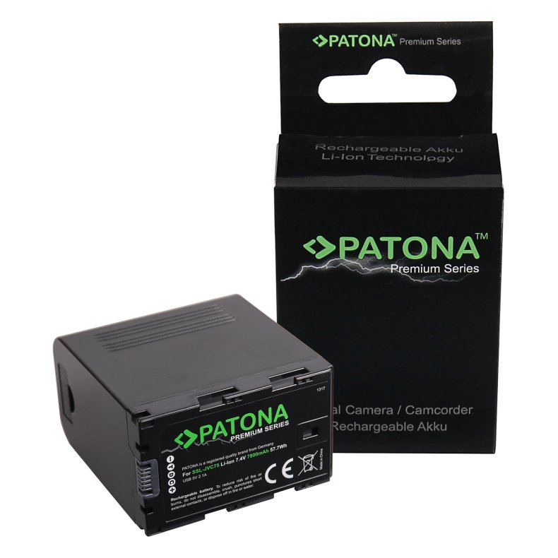 PATONA Premium Battery f. JVC SSL-75 /SSL-JVC50 SSL-JVC75 HM600 HM650 LG cells-7800mAh, USB 5V, 2,1A