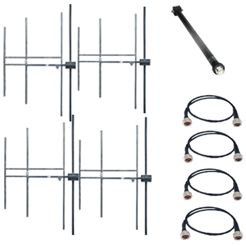 Eurocaster YM4M2 FM antenna system 4 Yagi 3 elem. steel WB, gain 11dBd, power 2KW, conn. In 7/16"