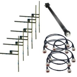 Eurocaster DE6M2 FM antenna system, demountable low cost, 6x alu dipoles WB, gain 9.5dBd, power 2KW