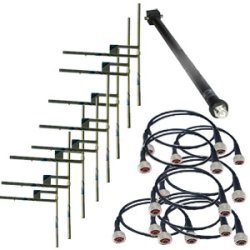 Eurocaster DE8F4 FM antenna system, demountable low cost, 8x alu dipoles WB, gain 11dBd, power 4KW
