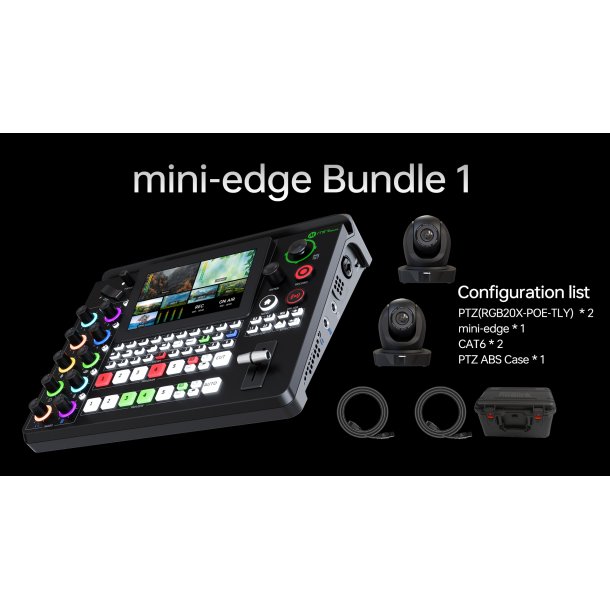 RGBlink bundle 2 with 2-vue PTZ camera, mini-edge kit & POE switcher in ABS fligt case