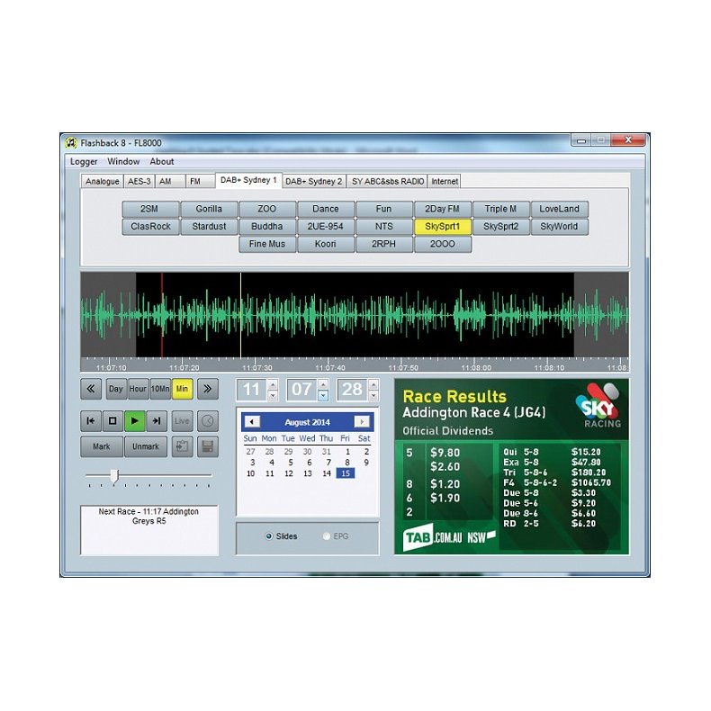 Sonifex PC-FLS8 Flashlog 8 Multiple Channel Logger - AM, FM, DAB+ &amp; IP Streams Software Only