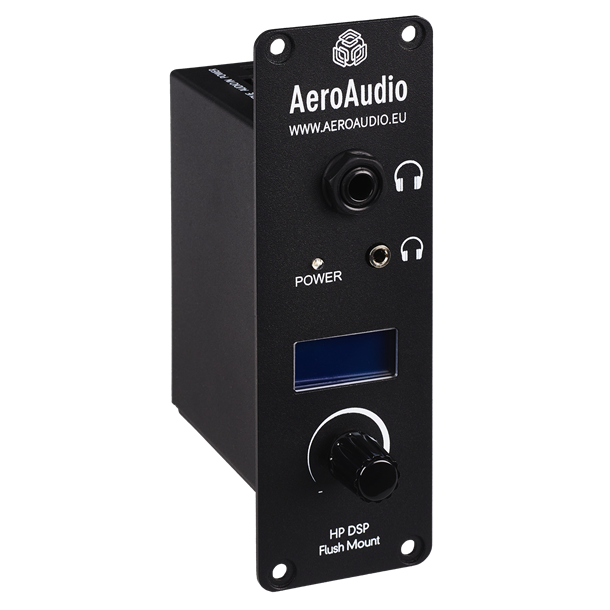 AeroAudio Headphone Amplifier - flush mount plus display -A DSP controlled class AB headphone amplifier with gain control, three-band EQ and output 