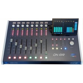 AEV ACUO MB full digital DSP broadcast console with 8 double channel faders, all balanced in- + out