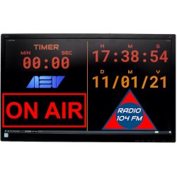 AEV Studio Watch Timer LCD 24", with customizable Radio Logo, GPI, Ethernet