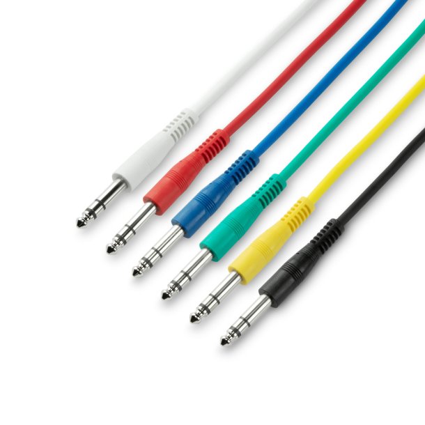 Adam Hall Patch Cables Set, 6.3 mm Jack Stereo 0.30 m-6 different colors, balanced 
