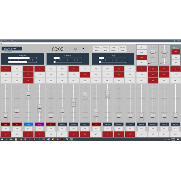 Arrakis DARC Virtual 4 Channel Console software. Dante or ASIO soundcard audio sources required.