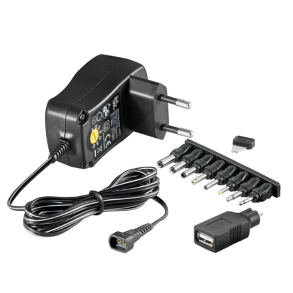 AC/DC Plugin Adapter, 2250mAh, 3-12 V DC