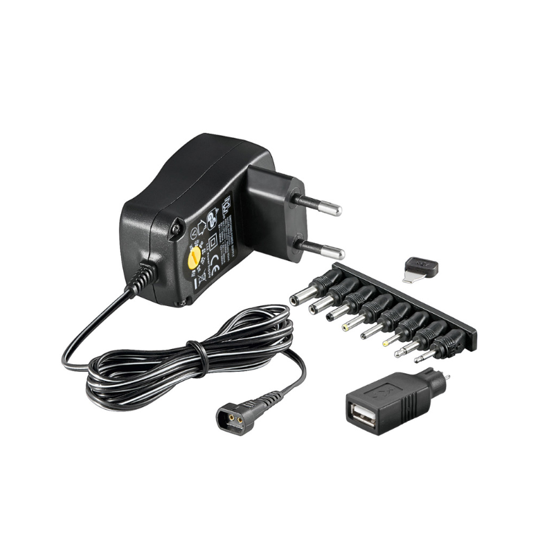 AC/DC Plugin Adapter, 2250mAh, 3-12 V DC