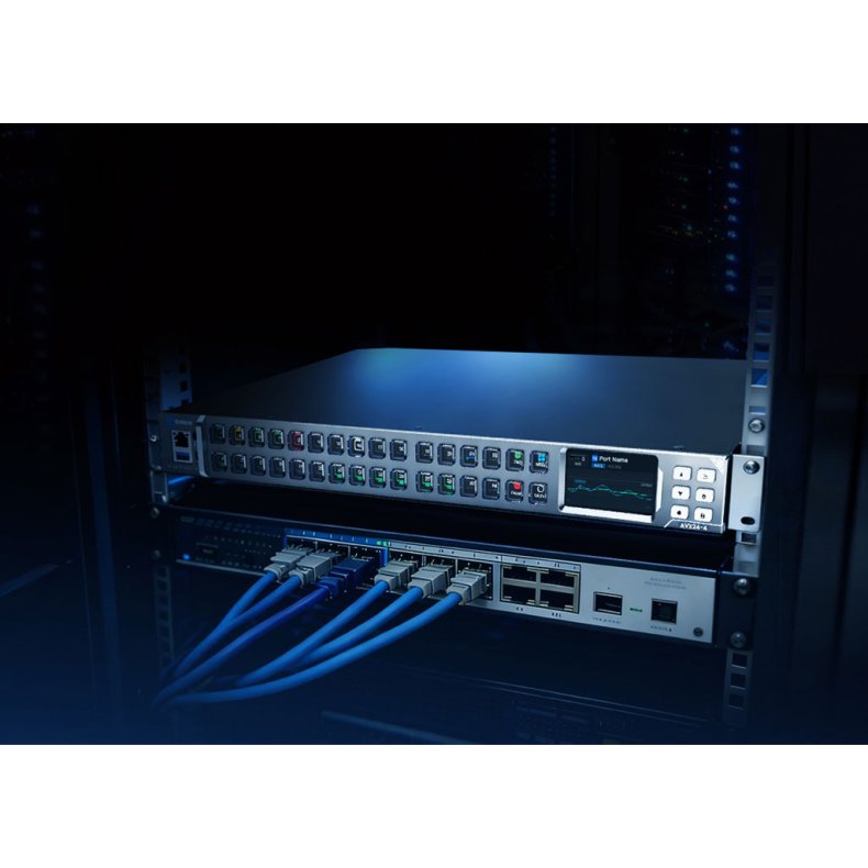 Kiloview Media Hub AVX24-4 next-generation IP and media anagement platform, is designed to simplify, visualize and elevate AV-over-IP workflows