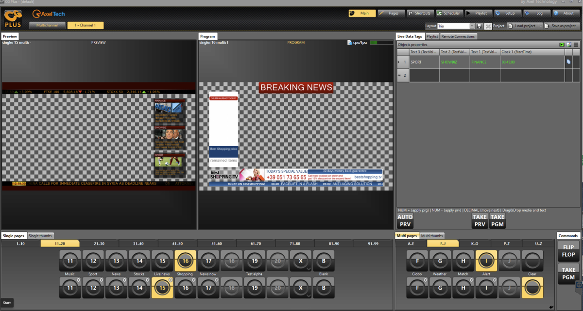 AxelCGPLUS advanced live graphics generator, compact 1 channel - Video ...