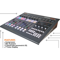 Axel Oxygen 3000 Plus 8 Fader 1 Audio I/O Board Dante 16, 5 Mic IN with +48v; 3 bal. stereo IN; 2USB