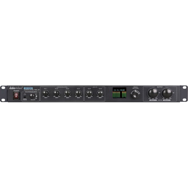 DataVideo AD-200 1RU Audiomixer w delay function, 6 XLR audio channels, Mic/line audio input modes