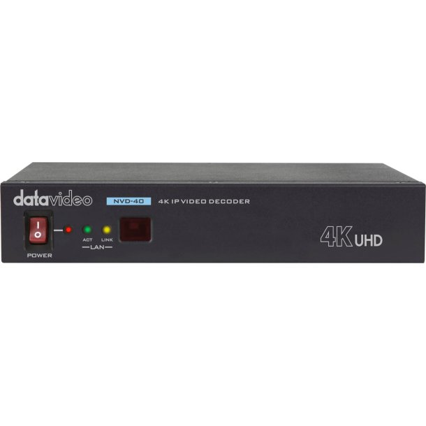 DataVideo NVD-40 UHD/4K, IP video decoder with HDMI, composite video, and analog audio outputs