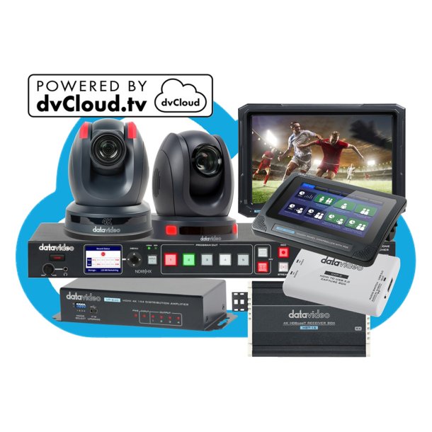 Datavideo BDL-1609 NDI Hybrid Classroom bundle with the iCast 10NDI a hybrid event switcher and TPC, tracking PTZ & CAP-2