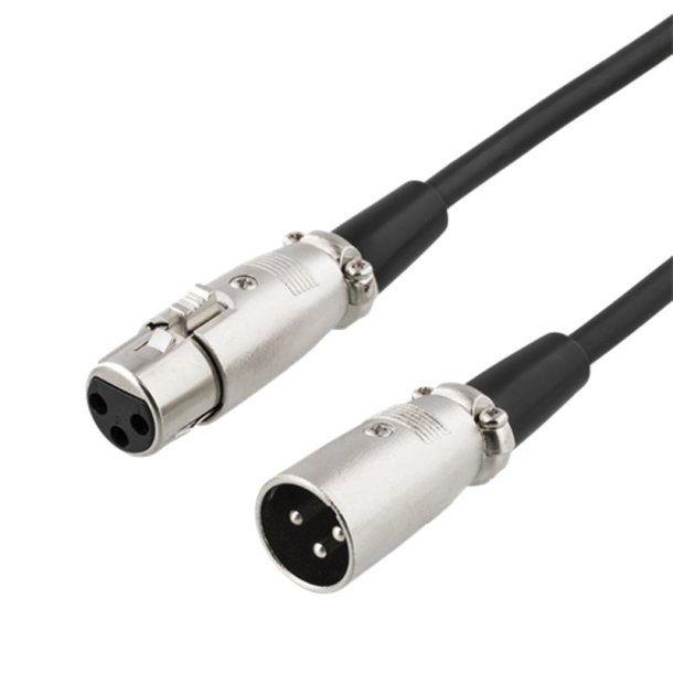Deltaco XLR audio cable, 3-pin male-3-pin female, 26 AWG, 3m, black