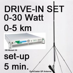 Drive-In set - 0/3-30 Watt / 0-5 km Mozart FM Stereo Radio UKW Sender f�r Autokino