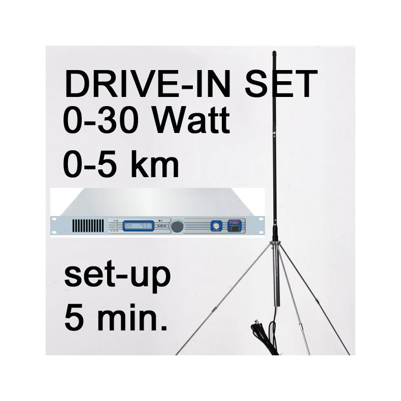 Drive-In set - 0,3-30 Watt / 0-5 km RVR Blues FM stereo radio transmitter