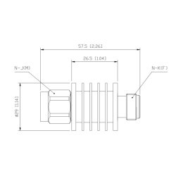 EuroCaster RF Attenuator, 10 dB, Max 10 Watt, Coaxial, N-male in, N-female out