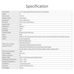 Feelworld F5 5" small 4K HDMI DSLR On Camera Monitor full HD 1920x1080 peaking assist DC Out