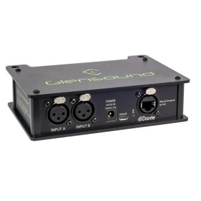 Glensound AoIP-2M - 2 Channel Mic Amp Dante/AES67, 2 Analogue mic/line inputs on XLR, Selectable 48V