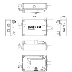 Seetec HTS 1 x HDMI in to 2 x SDI out converter, 1xPSU + battery plate