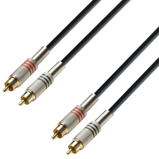 AH Cables K3TCC0600, Twin Cable 2 x RCA to 2 x RCA , 6 meter, 3-star
