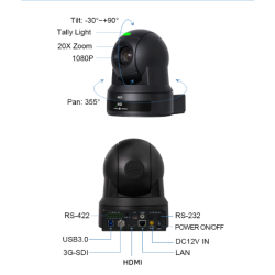 Kato Vision KT-HD62AN PTZ Camera, BLACK, 20x optical zoom                           