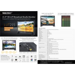 Seetec LUT215 21.5" 3D LUT IPS LCD Broadcast Studio Monitor 3G-SDI 4K HDMI Full HD 1920x1080