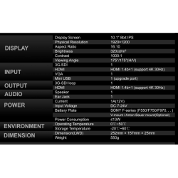 Lilliput Broadcast Monitor 4K FHD PRO SDI - 10,1"