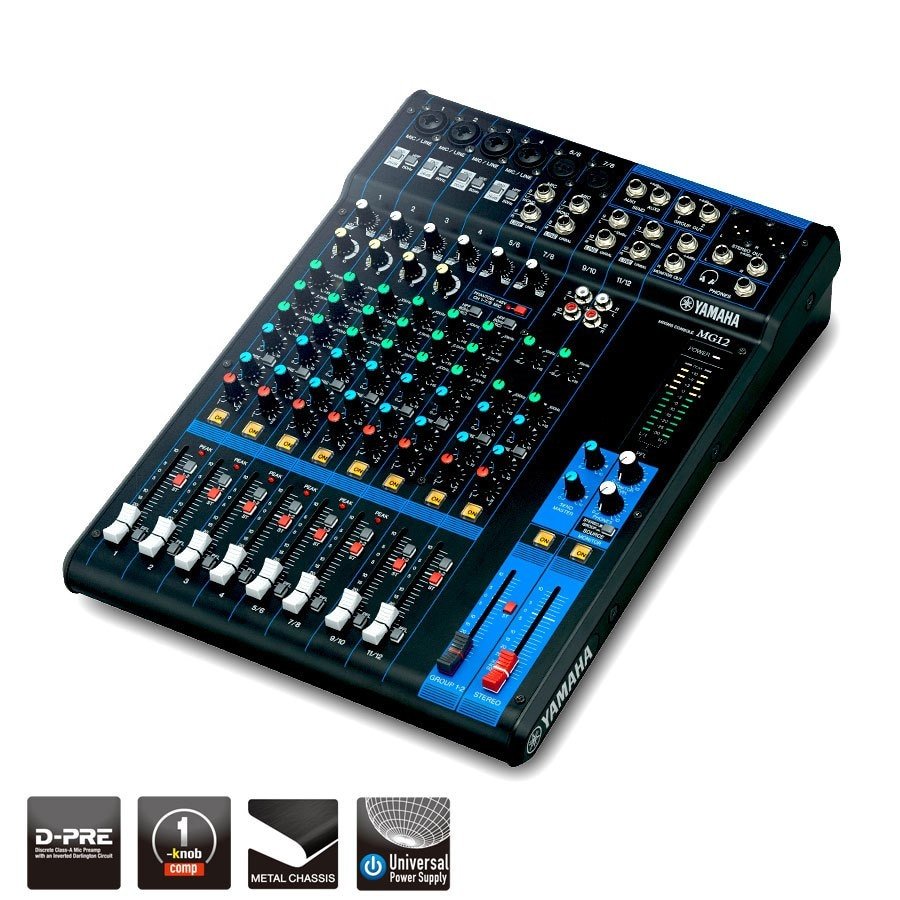 Yamaha MG12 12-Channel Mixing Console: Max. 6 Mic / 12 Line Inputs