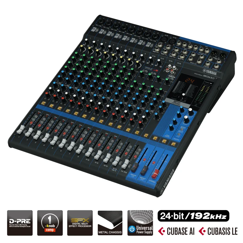Yamaha MG16XU 16-Channel Mixing Console: Max. 10 Mic / 16 Line Inputs. Digital Effects.