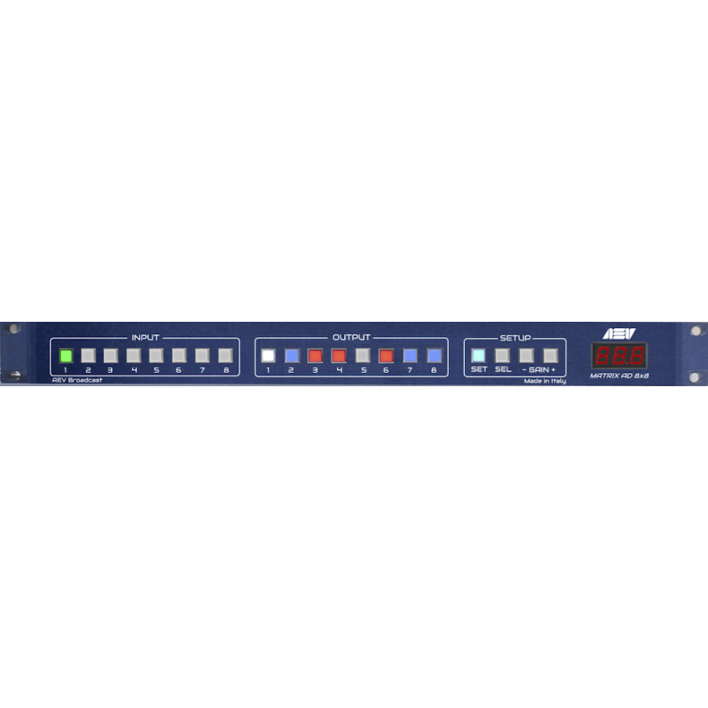 AEV Matrix AD 8x8 analog stereo balanced in/out - digital AES EBU inputs and outputs optional 