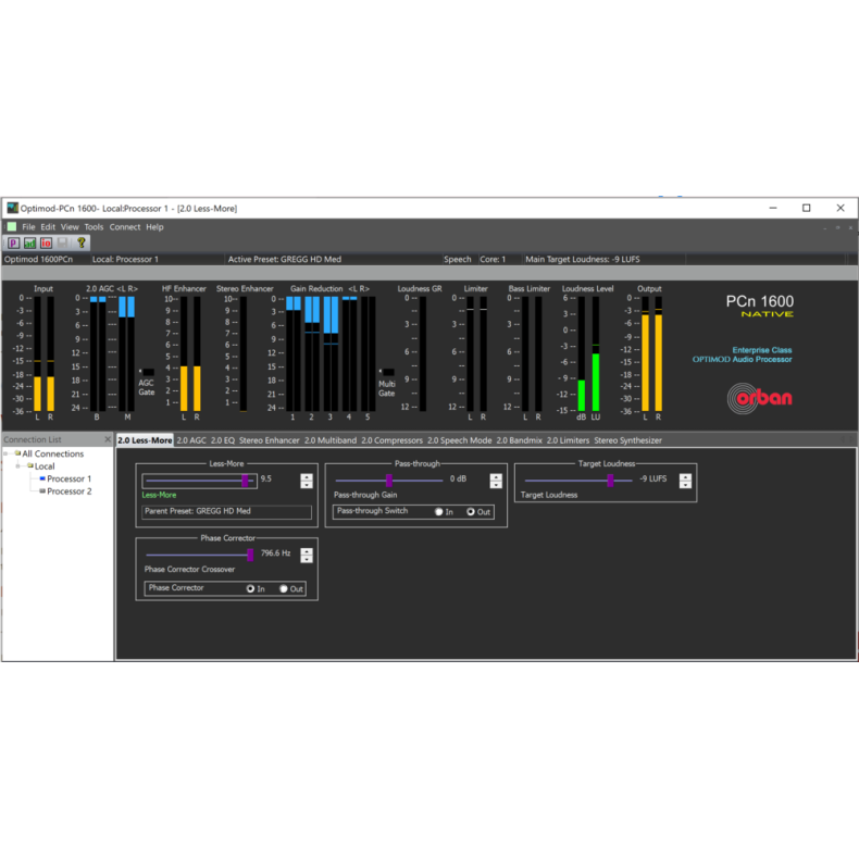 Orban Optimod-PCn 1600 server-based audio processing software license