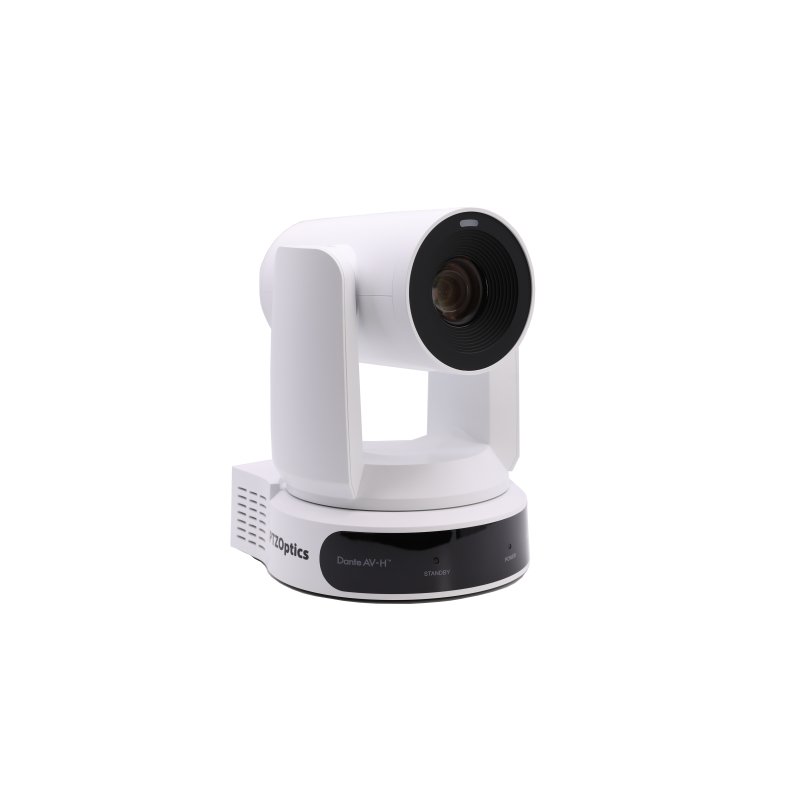 PTZOptics Link 4K, Dante AV-H IP PTZ camera, featuring 20X Optical Zoom, up to a 4K Resolution-white