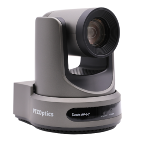 PTZOptics Link 4K, Dante AV-H IP PTZ camera, featuring 12X Optical Zoom, up to a 4K Resolution-grey