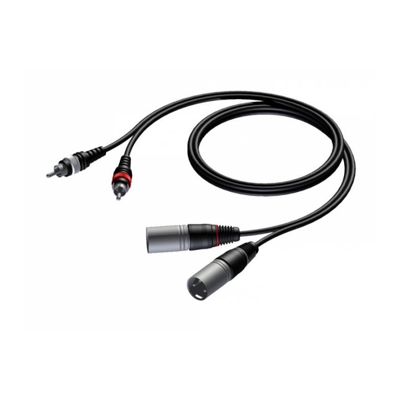 ProCab signalkabel 2 x XLR male>2 x RCA male- 1,5 m