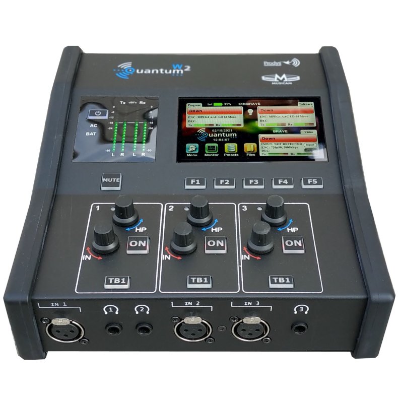 Prodys Quantum2 W - Portable audio/video codec. 3 MIC/LINE inp. ,Aux inputs: analog, AES3, USB audio