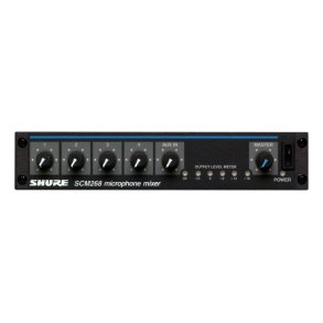 Shure SCM268 4-Channel Microphone Mixer, 12V phantom, line level input, mic/line-level output