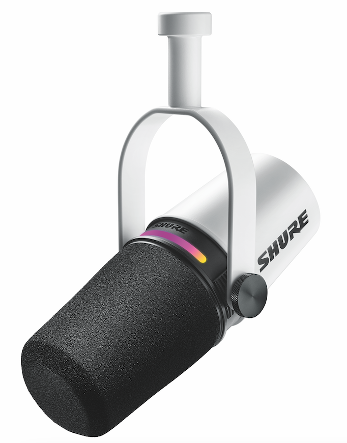 Shure MV7 dynamic podcast microphone WHITE with XLR outp (mount