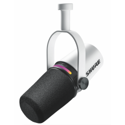 Shure MV7 dynamic podcast microphone WHITE with XLR outp (mount and 3m USB cable included) LED touch