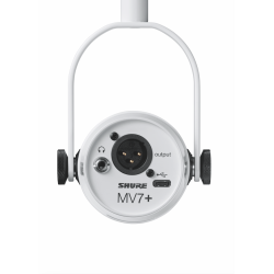 Shure MV7 dynamic podcast microphone WHITE with XLR outp (mount and 3m USB cable included) LED touch