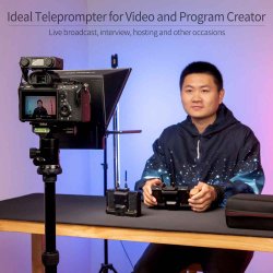 Feelworld TP2 8" portable Teleprompter up 8" Smartphone tablet prompter for DSLR camera record