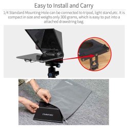 Feelworld TP2 8" portable Teleprompter up 8" Smartphone tablet prompter for DSLR camera record